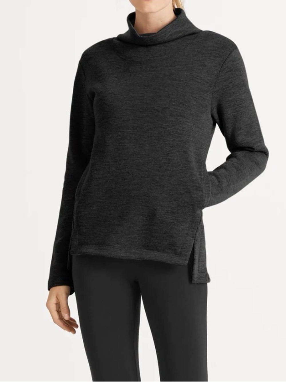 Nau Randygoat Pullover Turtleneck Sweater with Pocket Charcoal Gray Small